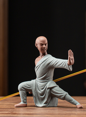 功夫小子陶瓷紫砂摆件中华武术少林武僧人物办公室装饰品家居摆件