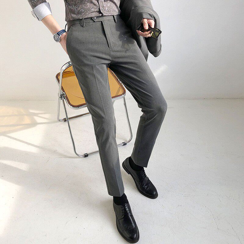 西裤男商务正装春秋加肥加大休闲裤修身九分裤男士胖子大码西服裤