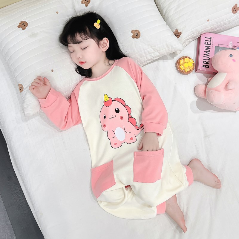 儿童连体睡衣纯棉秋季宝宝爬服女童春秋款婴幼儿家居服防着凉睡袋
