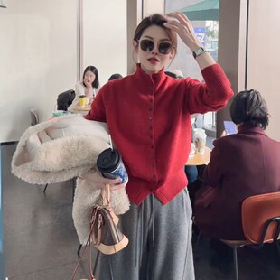超好看内搭打底毛衣短外套 爆款 半高领软糯针织开衫 女装 2025春装
