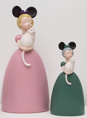 白夜童话薄云的猫艺术品软装饰品创意家居雕塑摆件女生生日礼品