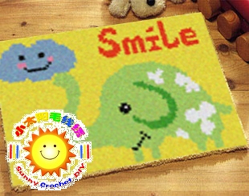 aa段段绣/毛线绣/地毯绣/绒绣/钩针 坐垫 挂毯 绿色微笑(2件包邮