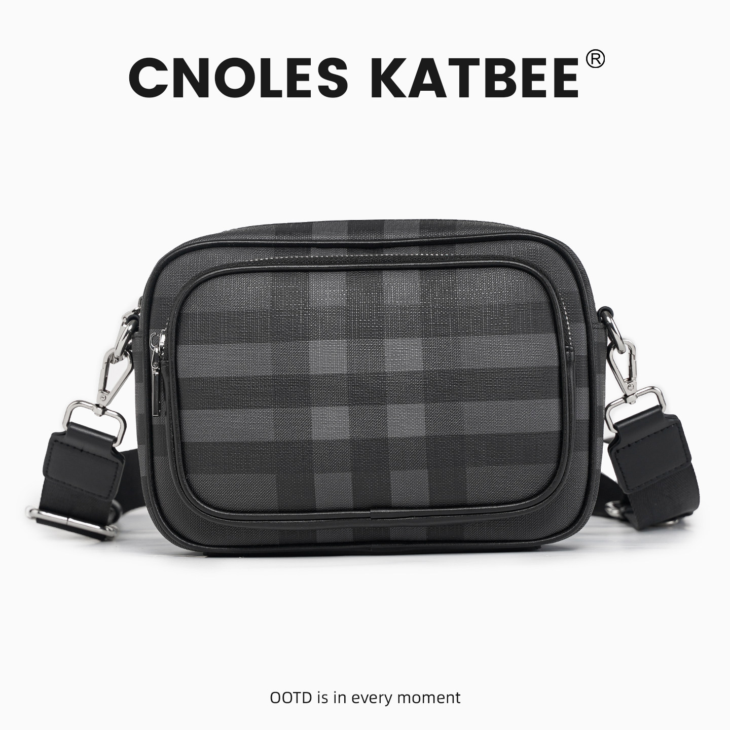 Cnoles Katbee品牌定制款斜挎包男款商务韩版男包格子男士单肩包