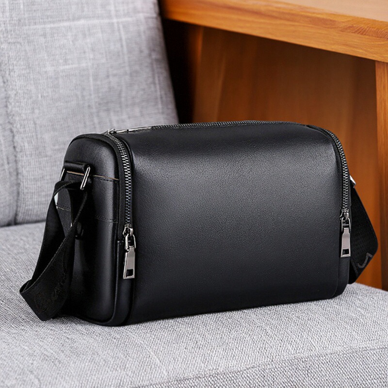 品牌定制款真皮男包男士单肩包大容量斜挎包头层牛皮水桶包枕头包