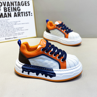 透气休闲鞋潮男鞋2026年春季新款男士百搭拼色时尚低帮增高休闲鞋