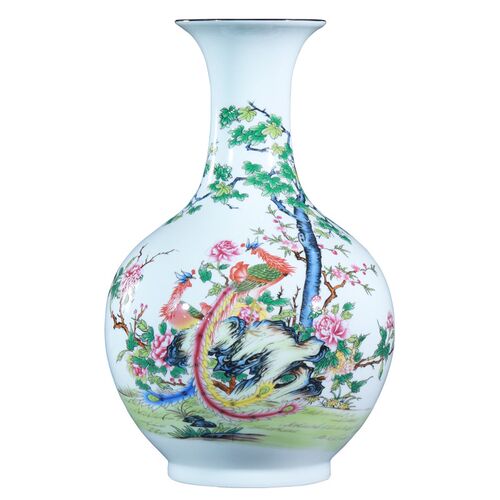 景德镇陶瓷花瓶摆件客厅插花中式描金工艺品酒柜博古架装饰品瓷器