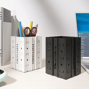 轻奢高级感工业风笔筒大容量办公室学生桌面文具笔架金属七种颜色