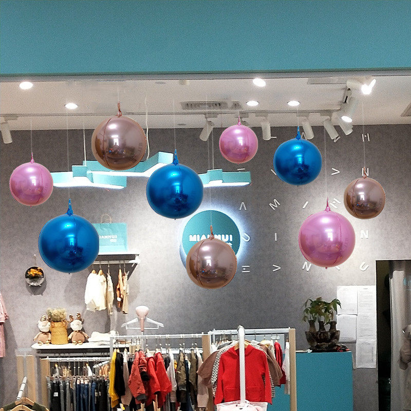 周年庆活动氛围吊顶装饰4D镜面圆形气球开业商场超市店面创意布置