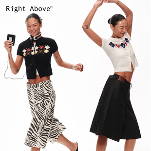 Right Above 超细羊毛桑蚕丝美利奴羊毛菱形格短袖开衫【不扎人】