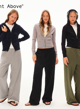 Right Above 加厚鱼鳞底卷边卫裤H直筒版休闲冬季通勤三色卫裤