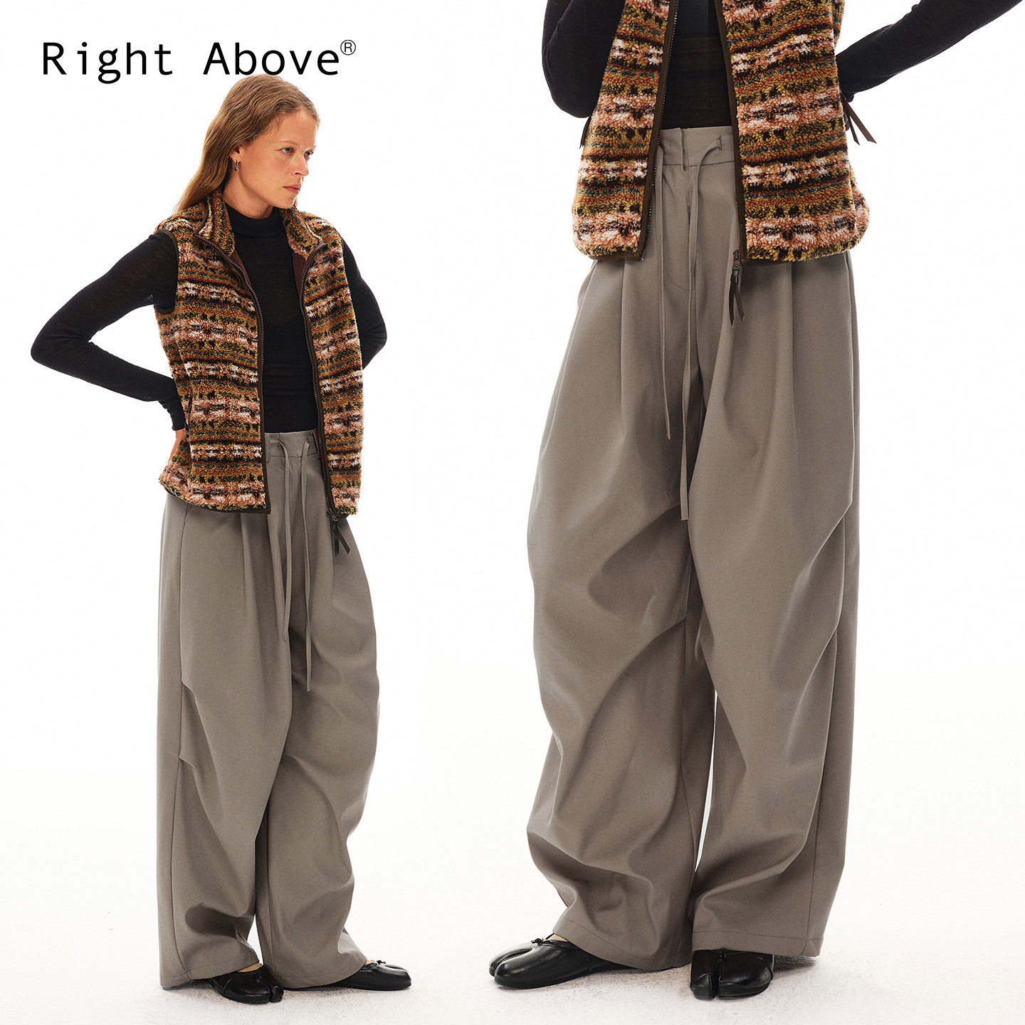 Right Above 重磅一件过冬垂感伞兵西裤超挺阔抽绳阔腿裤加厚长裤,女装/女士精品,休闲裤,淘宝优惠券,粉丝福利购,淘宝优惠卷