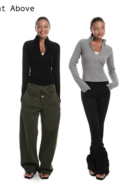 Right Above 巨显瘦微弹立领绒长袖运动风打底拉链修身开衫外套冬