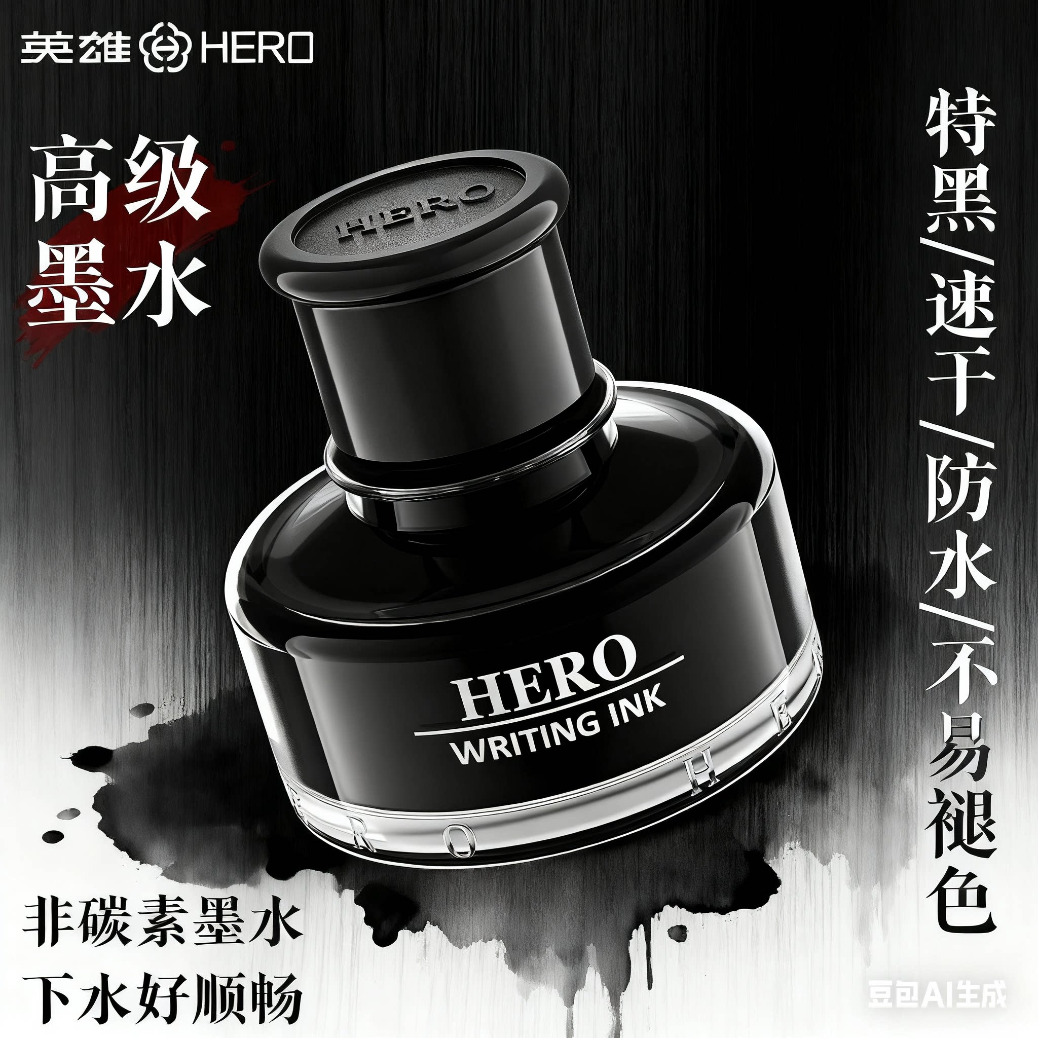 英雄牌非碳素高品质速干黑色墨水图片