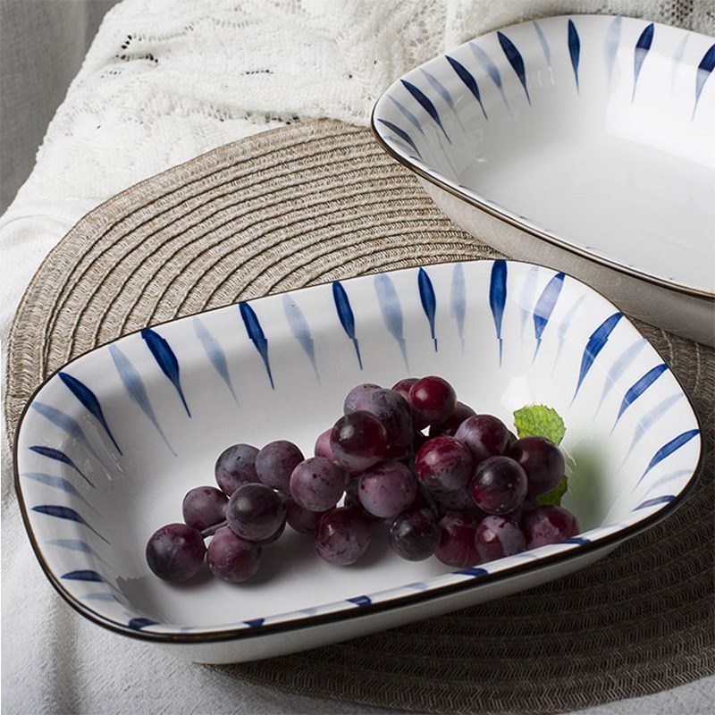 陶瓷手绘烤盘菜盘子汤盘家用烘焙烤碗芝士焗饭盘