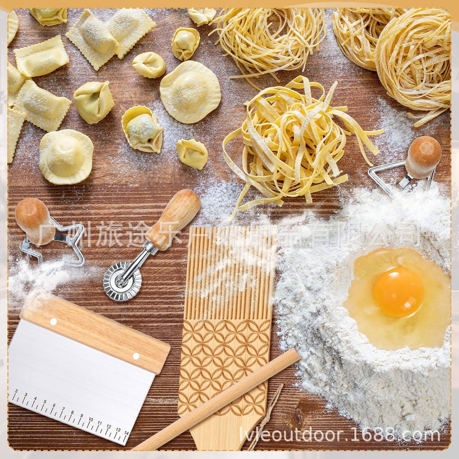 跨境14件套麻食板家用擀面杖面食意大利搓板螺旋意面饺子制作工具