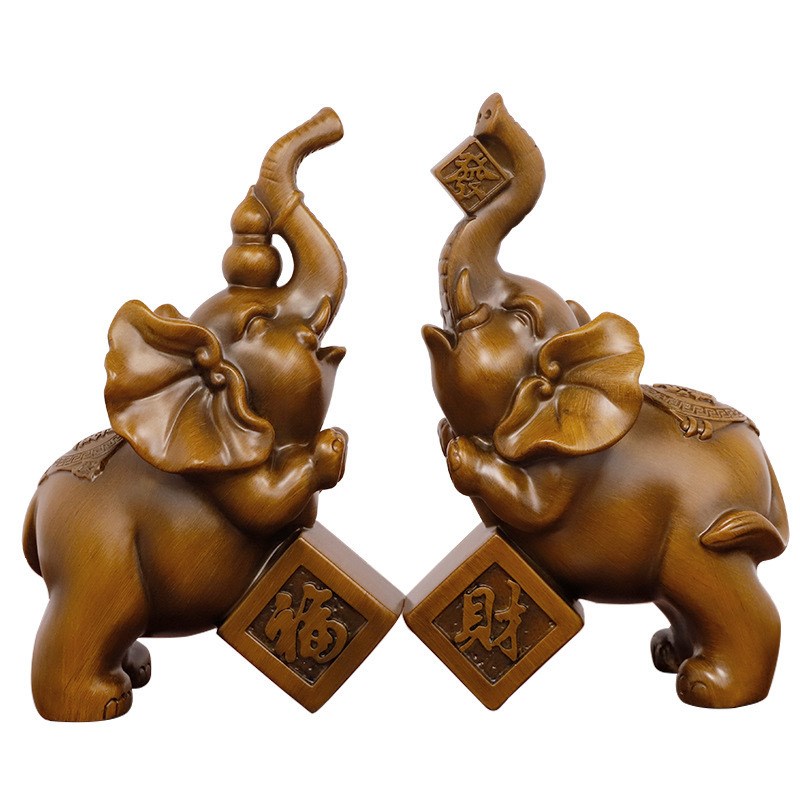 新款上市木纹财福对象一对摆件创意家居客厅书桌办公室玄关摆件