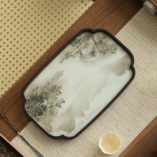 国潮手工托盘小型茶盘家用复古竹制壶承茶壶垫养壶垫干泡台 新中式