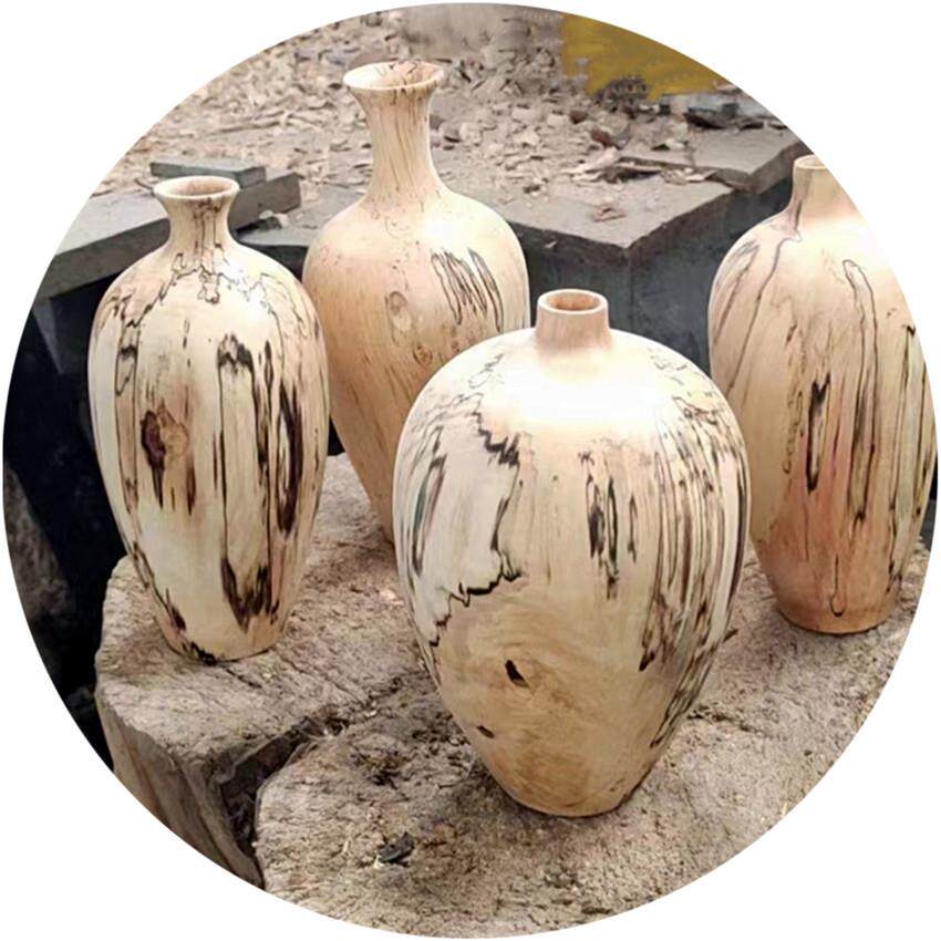 大漆琉球瓶椴木漆器木胎烙画手绘插瓶漆胎木质圆球瓶家居装饰摆件