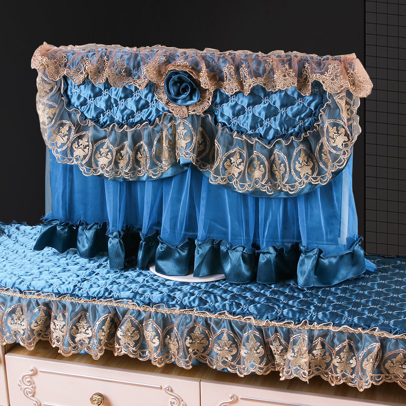 欧式布艺电视机防尘罩挂式液晶显示屏盖布装饰罩50寸55寸电视盖布