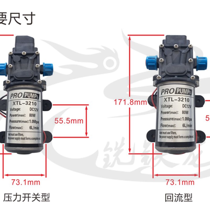 微型电动隔膜泵自吸增压清洗机直流水泵果树打药泵家用12V24V80W