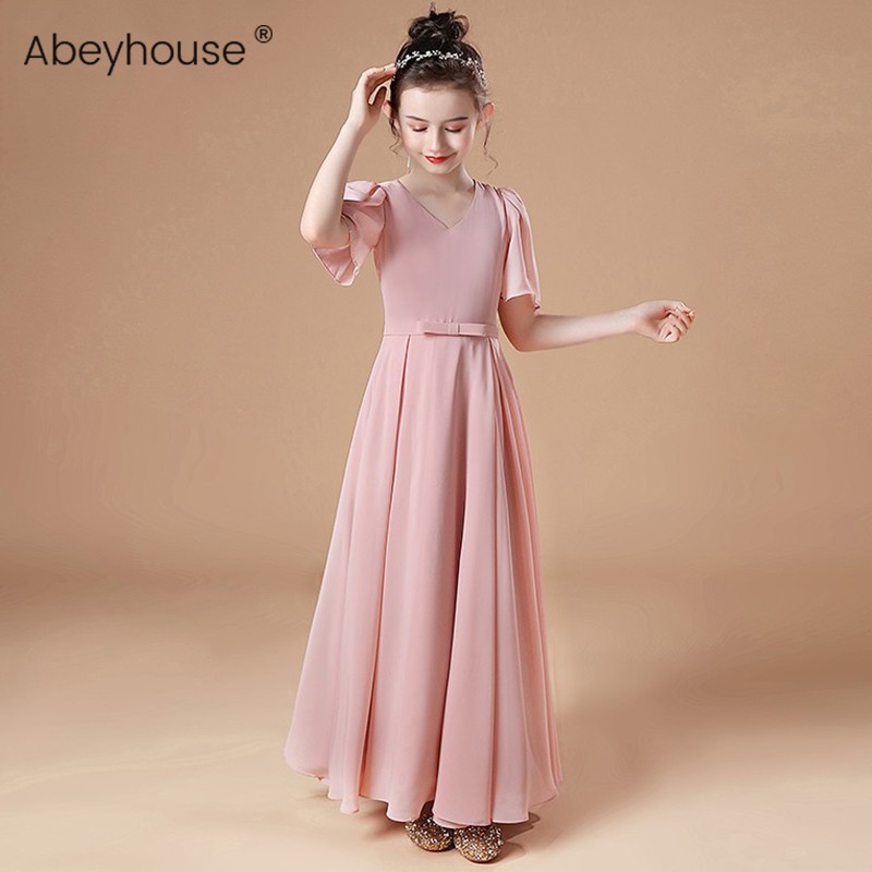 女大童长款钢琴演出服小提琴演奏儿童音乐会主持人晚礼服少女度假