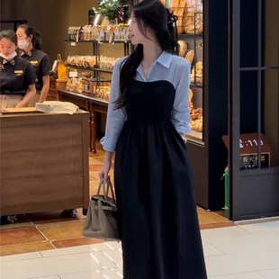 女秋季 连衣裙子2024年新款 高级感气质长裙2071 假两件衬衫 女装