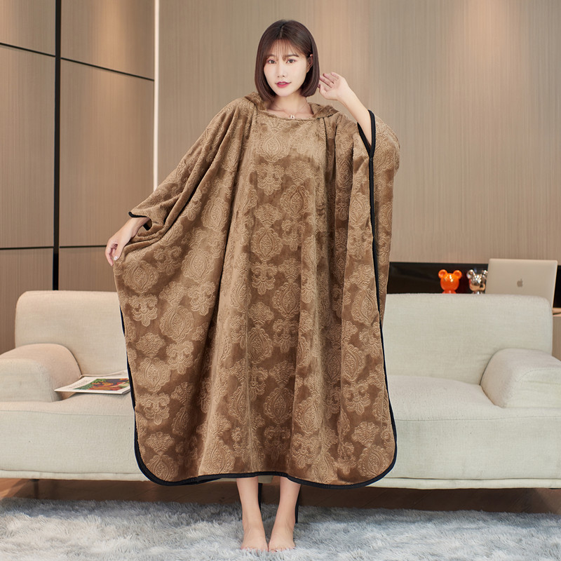 加厚春夏季法兰绒毛毯办公室学生午睡披肩披风懒人空调毯斗篷保暖