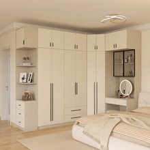 转角衣柜法式奶油风对开门90度墙角柜家用主卧室l型实木书桌一体