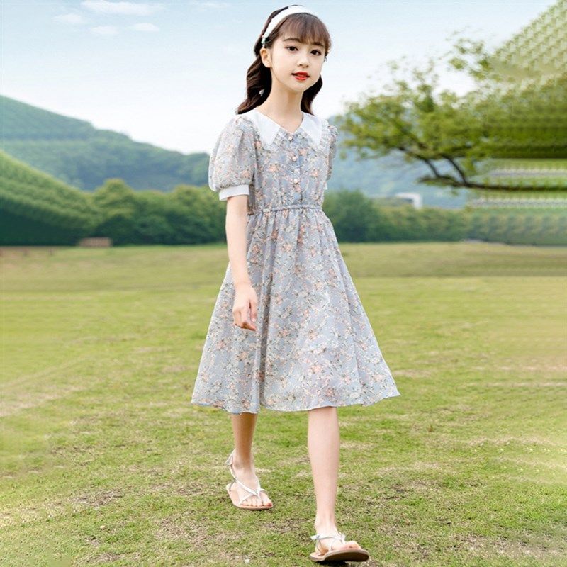 女童连衣裙短袖碎花裙2023新款中大儿童夏季超洋气娃娃领雪纺裙子,童装/婴儿装/亲子装,连衣裙,淘宝优惠券,粉丝福利购,淘宝优惠卷