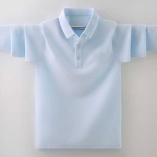POLO衫 男童长袖 翻领上衣宝宝春秋款 t恤学生班服校服中大童装 长袖