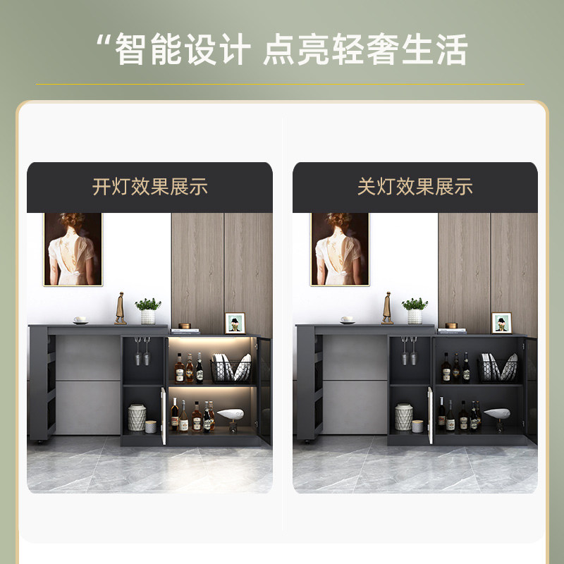 开放式厨房旋转吧台餐桌一体家用转角轻奢吧台柜客厅伸缩隔断酒柜