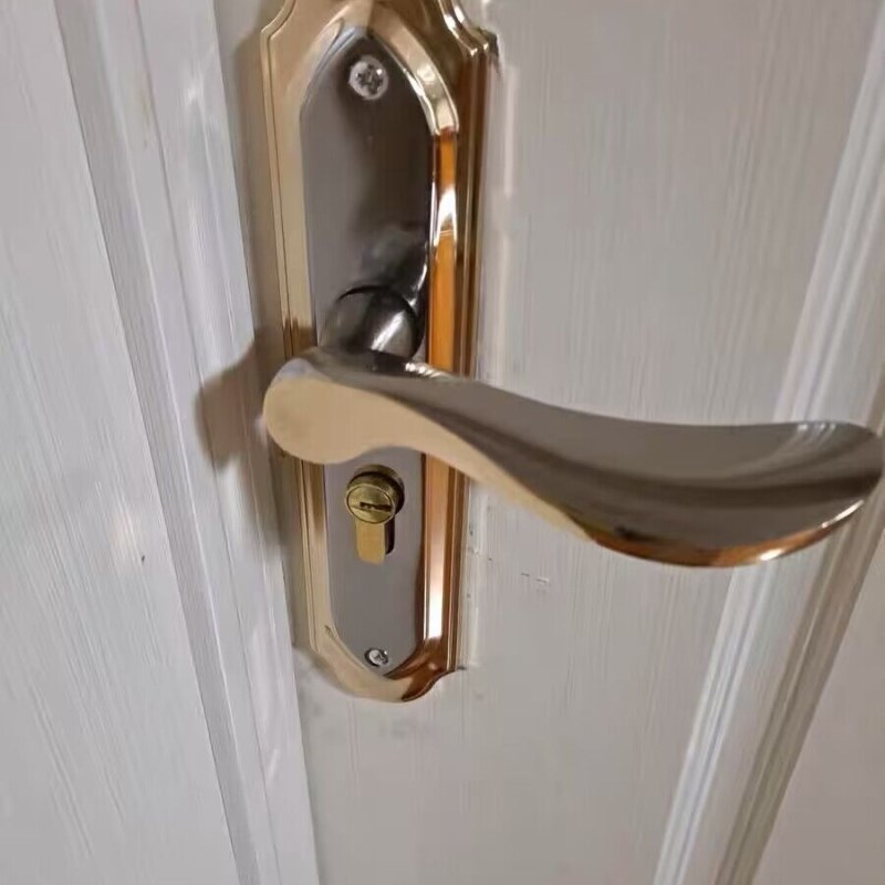 房门锁室内门三件套手柄老式旧门家用锁具通用型黑色卧室静音换锁