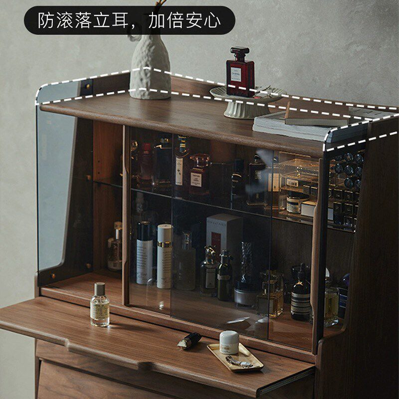 北美黑胡桃木全实木卧室五斗柜客厅餐边柜梳妆台玻璃展示柜储物柜