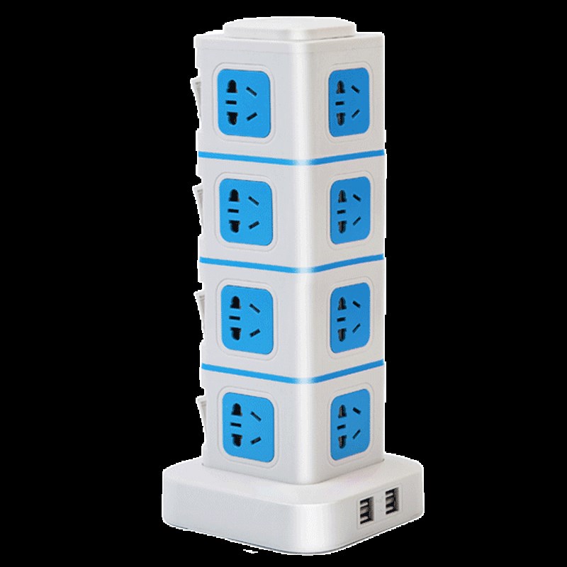 绿导立式插座面板多孔家用多功能插排拖线板2usb智能插板带线排插