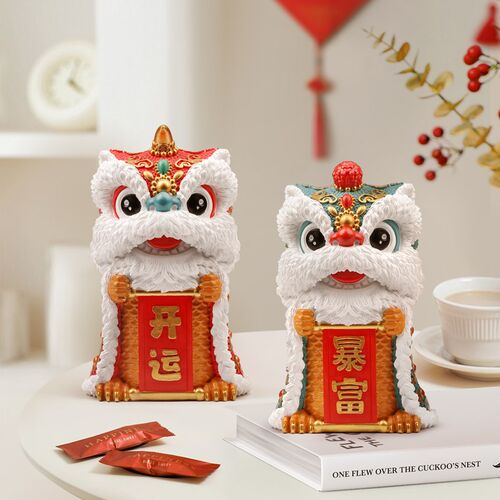 国潮醒狮摆件舞狮客厅玄关酒柜店铺前台装饰乔迁开业礼物办公室