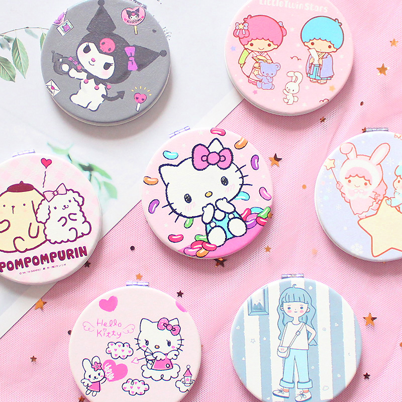 少女心可爱卡通化妆镜迷你便携学生女士折叠双面镜子时尚随身小镜