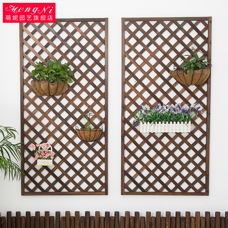木栅栏网格网片阳台壁挂隔断花架木质围栏护栏爬藤花架防腐碳化