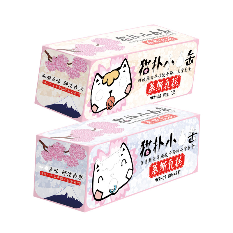 猫扑小白缶慕斯奶糕猫罐头80g*6罐幼猫零食鸡肉鲔鱼英短折耳通用