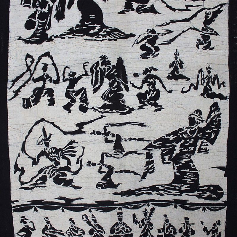 苗族蜡染画乐舞云南民族工艺品餐厅酒吧中式装饰布画门帘子隔断帘