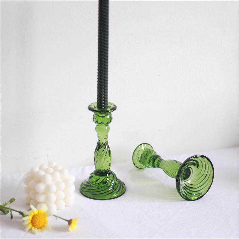 Vintage 复古墨绿彩色玻璃烛台家居软装装饰摆件,家居饰品,烛台,淘宝优惠券,粉丝福利购,淘宝优惠卷