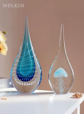 酒柜装饰品高档轻奢客厅摆件家居饰品桌面花艺琉璃玄关高级感创意