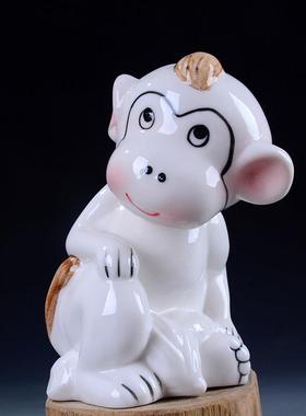 招财猴摆件陶瓷彩色猴十二生肖风水工艺品家居装饰客厅电视柜摆设