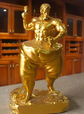 自我雕琢励志健美运动比赛奖杯健身房装饰家居工艺品树脂人物摆件