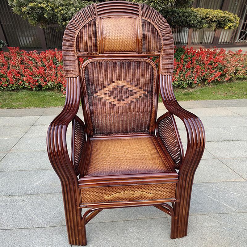 夏季户外印尼真藤椅手工老人庭院藤编久坐家用凉椅传统中式牢固