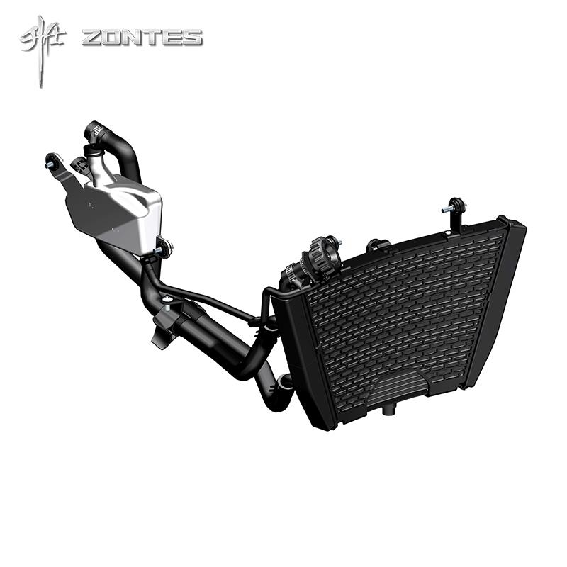 升仕ZT350/368D/M踏板摩托车水冷风扇散热器主水箱副水壶进出水管