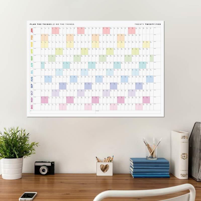2025年计划表日程表学习办公自律健身打卡可擦写磁性日期年历墙贴