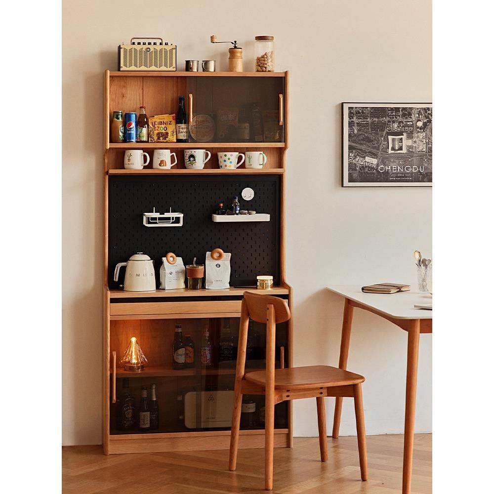 北欧实木餐具柜樱桃木客厅小公寓餐厅壁挂式集成酒柜超薄存储窄侧,住宅家具,餐边柜,淘宝优惠券,粉丝福利购,淘宝优惠卷