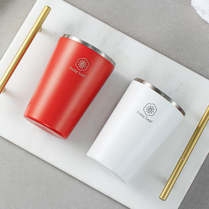 日式304不锈钢漱口杯牙缸红色轻奢高端漱口杯子家用口杯刷牙一对