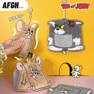 送挂钩AFGH猫和老鼠周边挂挂擦手巾手帕挂式吸水卡通可爱厨房浴室