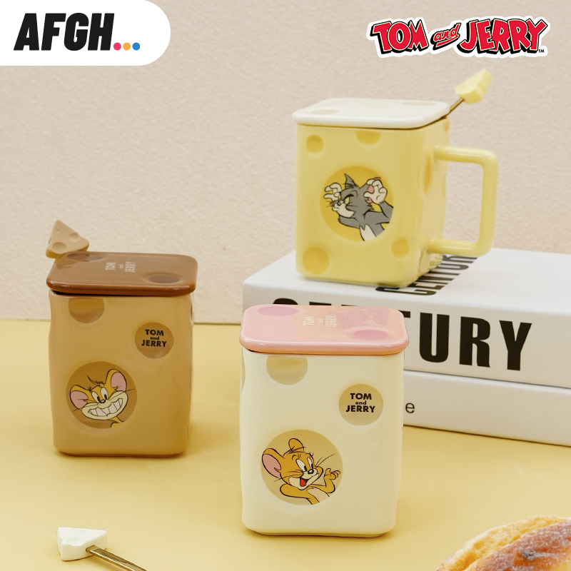 汤姆猫和杰利带盖方形杯